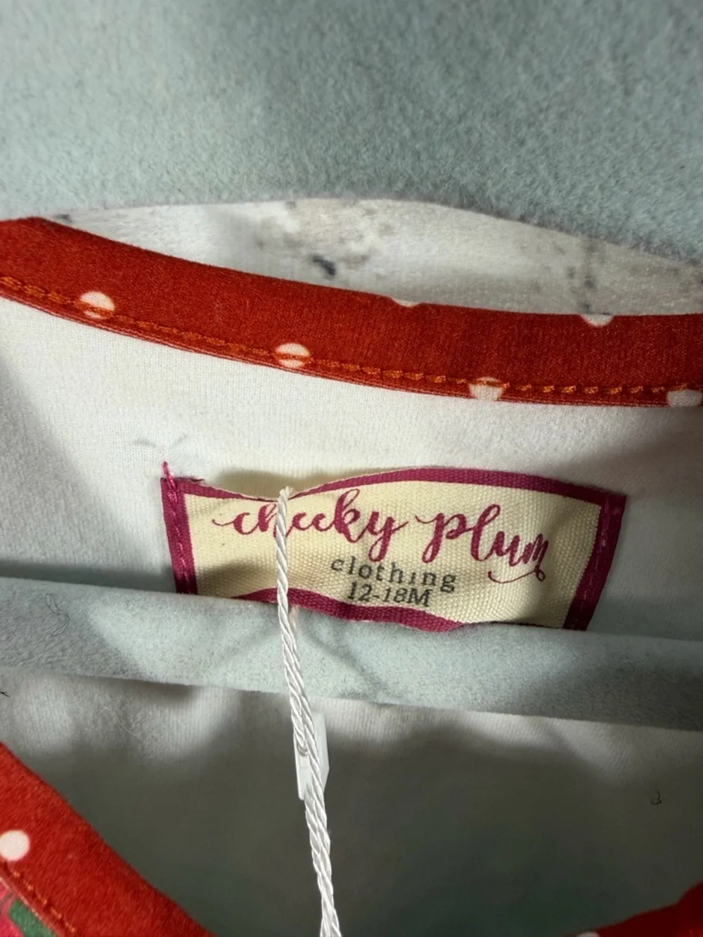 cheeky plum Christmas Green Floral Dress with Red Polka-Trim